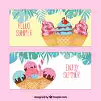 Vector gratuito banners retro de helados