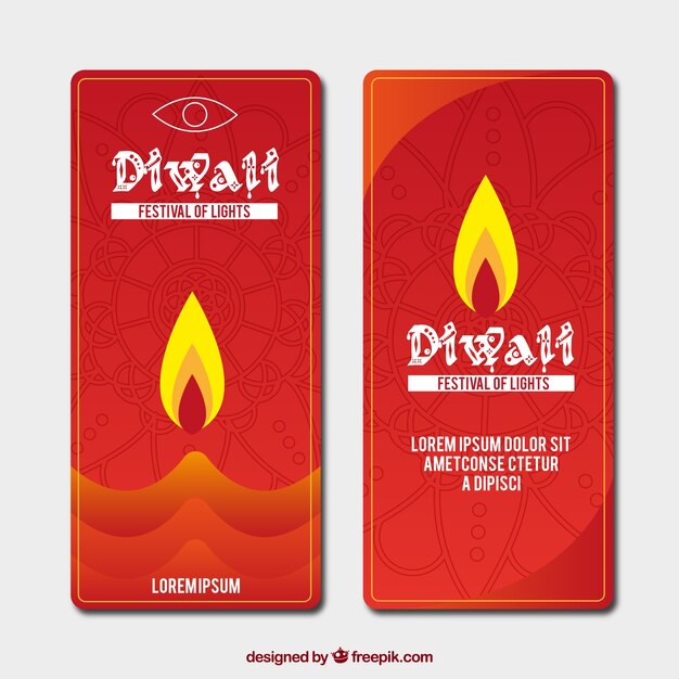 Banners rojos de diwali