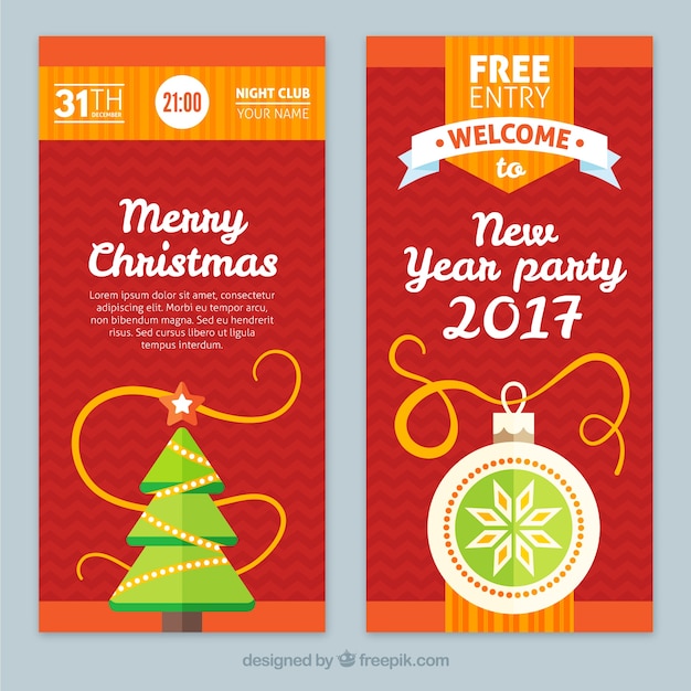 Banners rojos de navidad y año nuevo