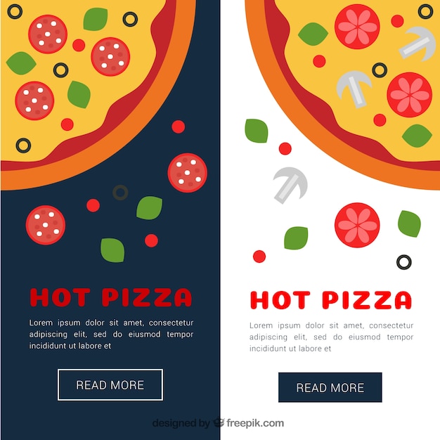 Vector gratuito banners de sabrosas pizzas