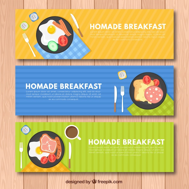 Vector gratuito banners de sabrosos desayunos