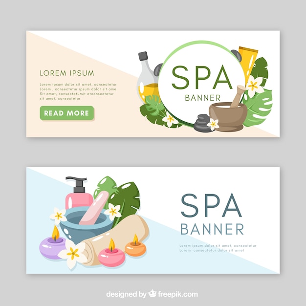 Vector gratuito banners para el salón de spa