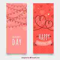 Vector gratuito banners de san valentín dibujados a mano