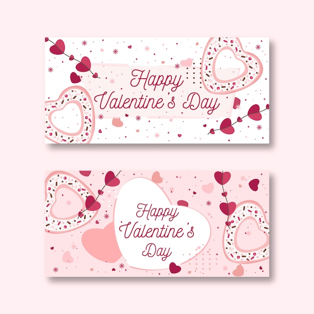 Vector gratuito banners de san valentín en diseño plano