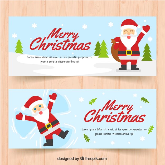 Banners de santa claus de feliz navidad 