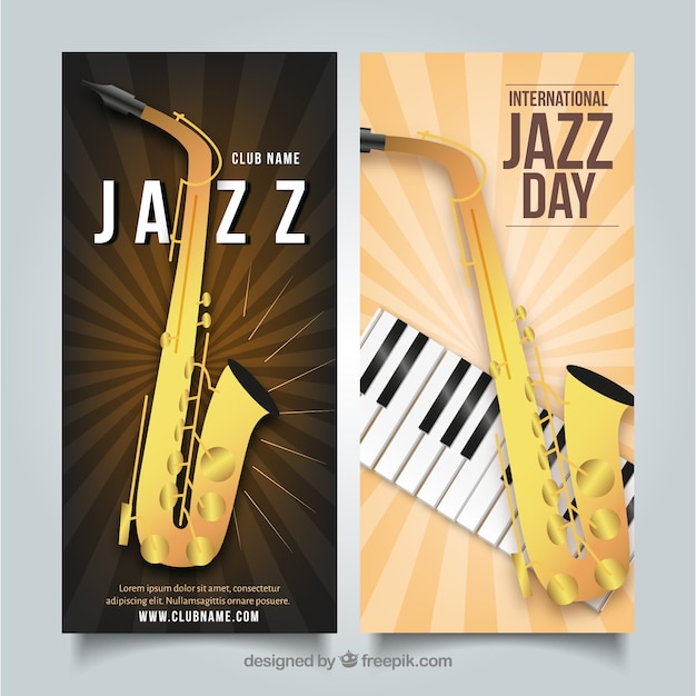 Banners de saxofón del día de jazz 