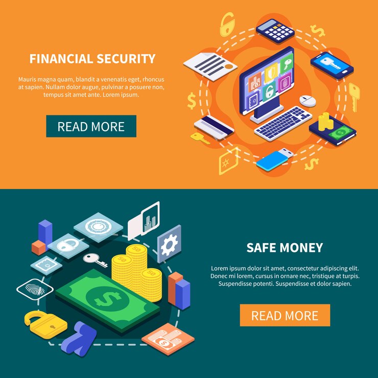 Vector gratuito banners de seguridad financiera