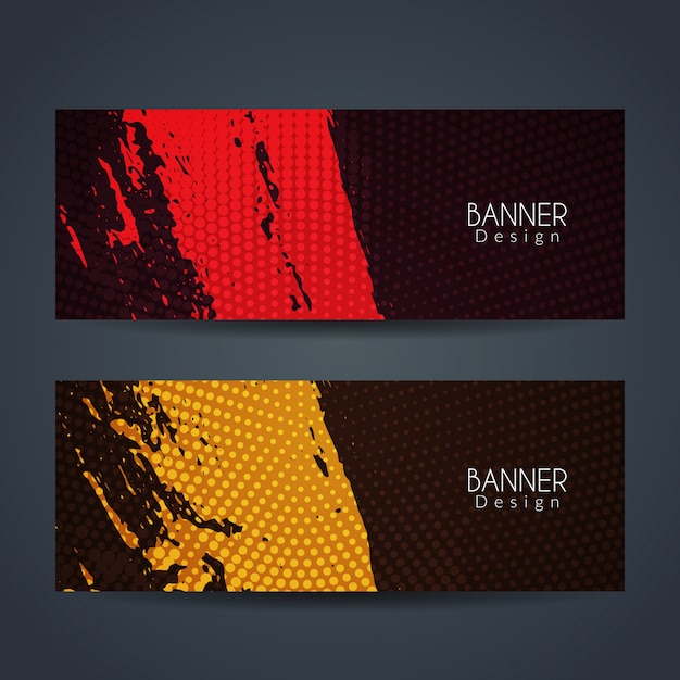 Vector gratuito banners de semitono con textura grunge