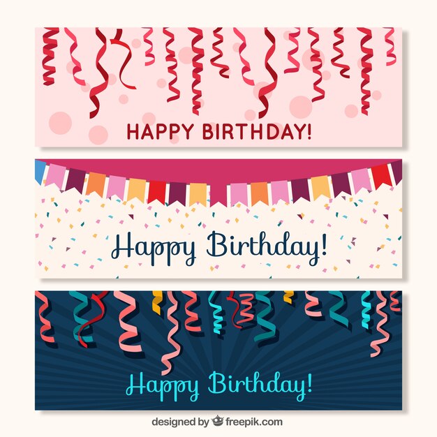 Banners de serpentina y guirnalda de cumpleaños 