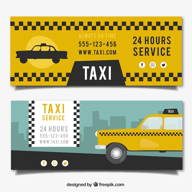 Vector gratuito banners del servicio de taxis