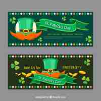 Vector gratuito banners de sombrero de leprechaun de san patricio