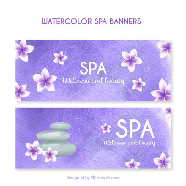 Vector gratuito banners de spa en acuarela