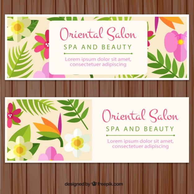 Vector gratuito banners de spa florales