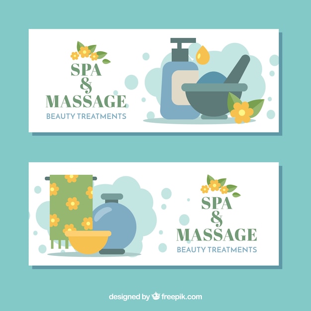 Vector gratuito banners de spa y masaje