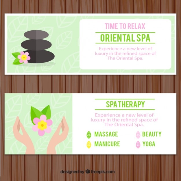 Vector gratuito banners de spa tranquilos