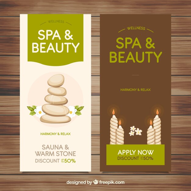 Banners de spa verticales en diseño plano