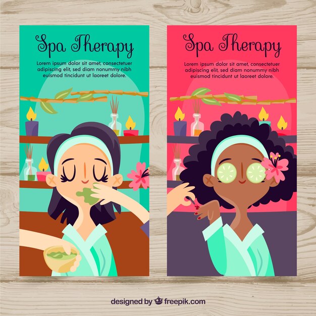 Banners de spa verticales en diseño plano