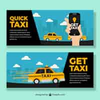 Vector gratuito banners de taxi con app