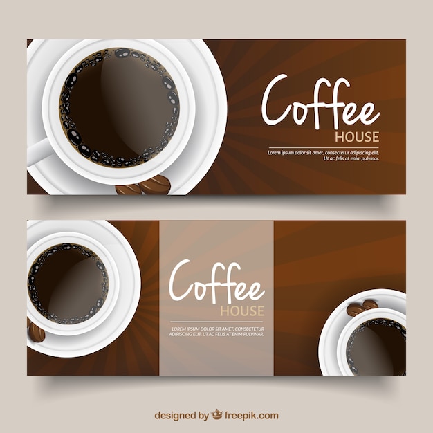 Vector gratuito banners con tazas de café