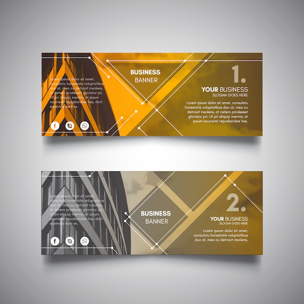 Banners tecnológicos amarillos para negocios