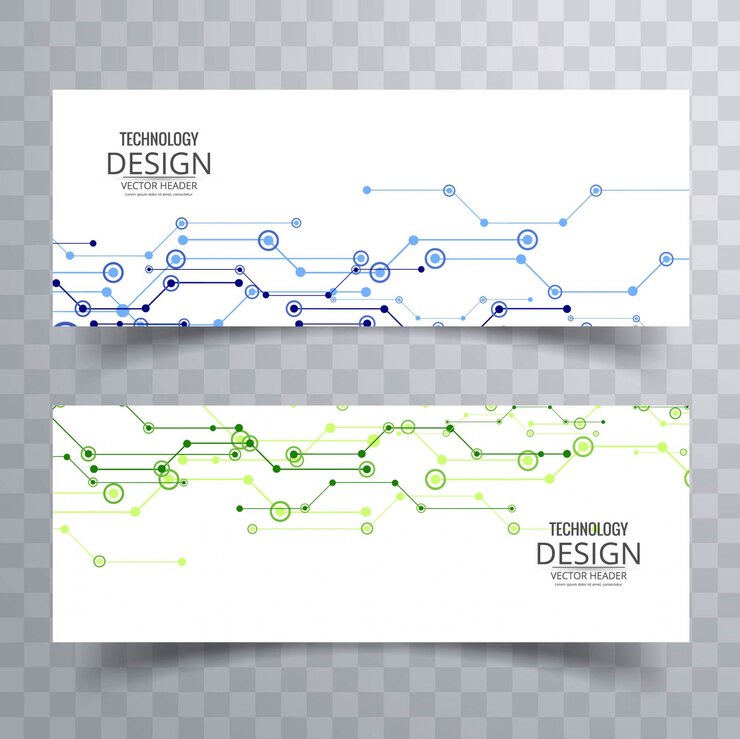 Vector gratuito banners tecnológicos, azul y verde