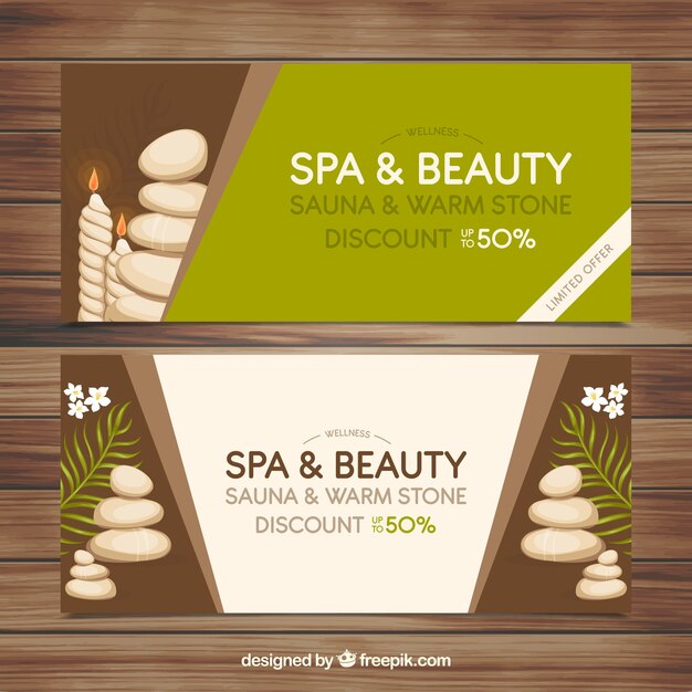 Banners de terapia spa en diseño plano