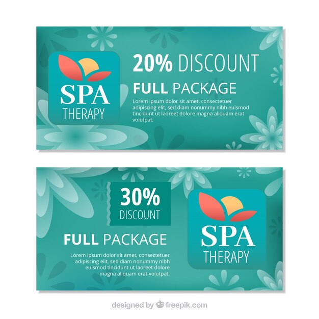 Banners de terapia spa en diseño plano