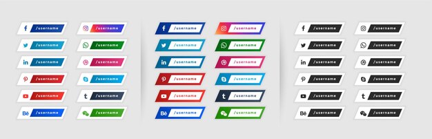Banners del tercio inferior de las redes sociales en tres estilos