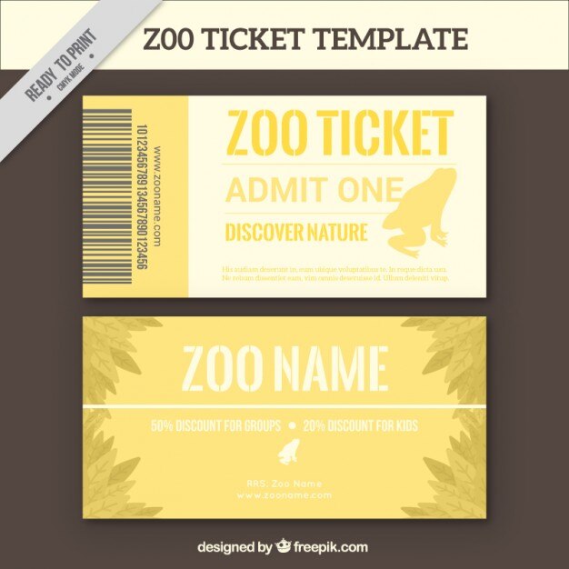 Banners de ticket de zoo amarillos