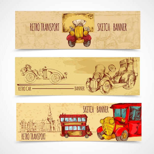 Vector gratuito banners de transporte vintage