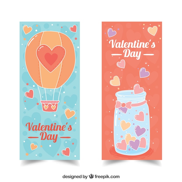 Banners de valentín con bonitas ilustraciones