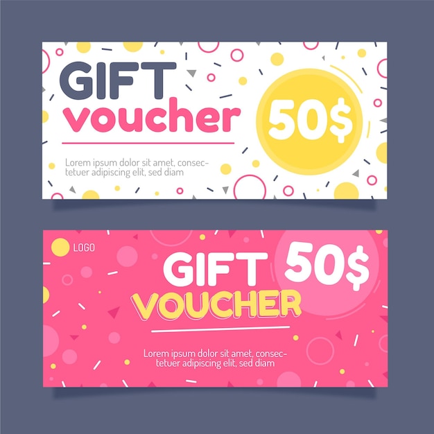 Vector gratuito banners de vales de regalo de diseño plano