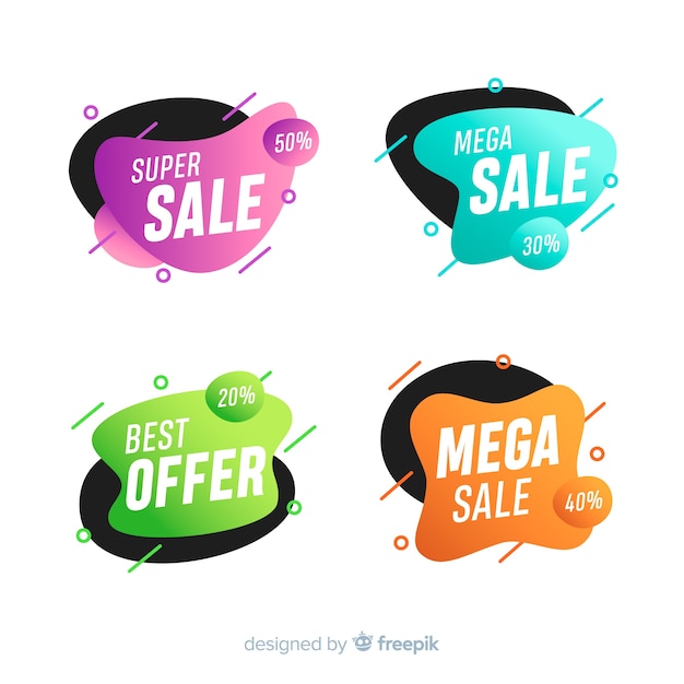 Banners de venta abstracta en estilo líquido