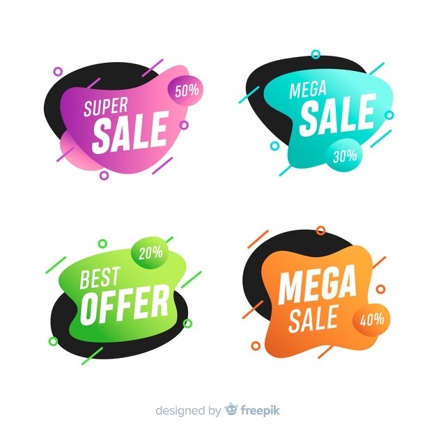 Banners de venta abstracta en estilo líquido