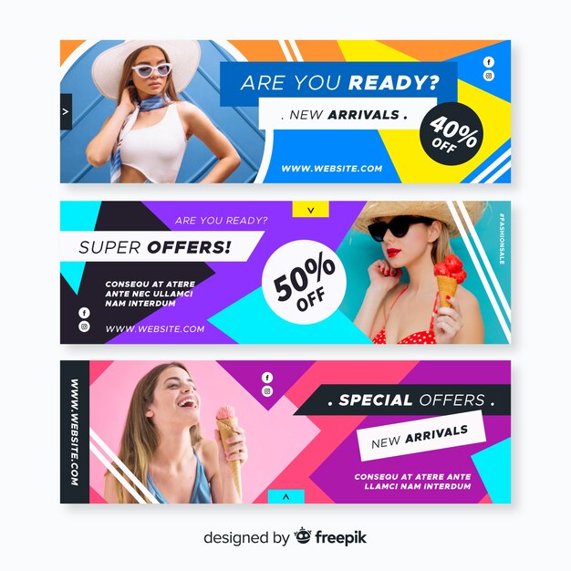 Banners de venta de moda