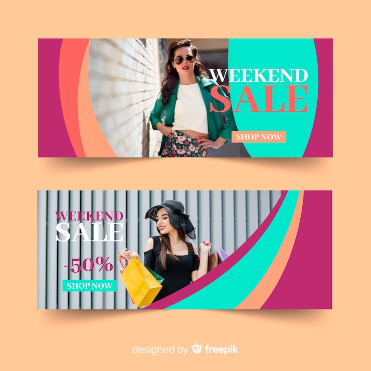 Vector gratuito banners de venta de moda