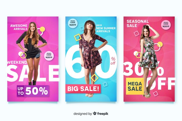 Banners de venta de moda