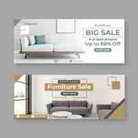 Vector gratuito banners de venta de muebles con foto.