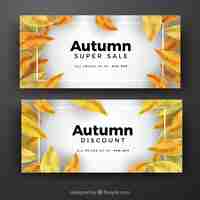 Vector gratuito banners de venta de otoño con hojas