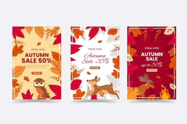 Banners de venta otoño con hojas