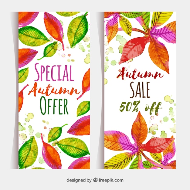 Vector gratuito banners de venta de otoño