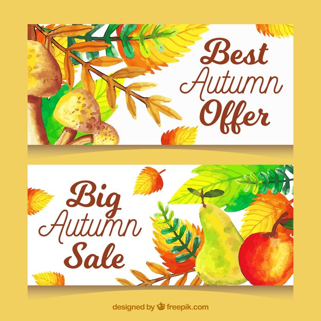 Vector gratuito banners de venta de otoño