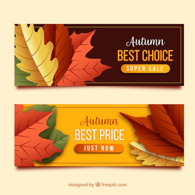 Vector gratuito banners de venta de otoño