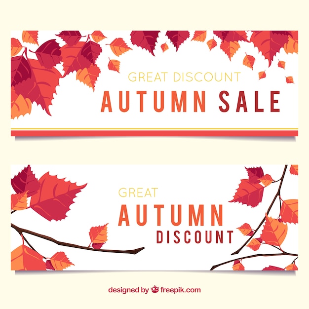 Vector gratuito banners de venta de otoño