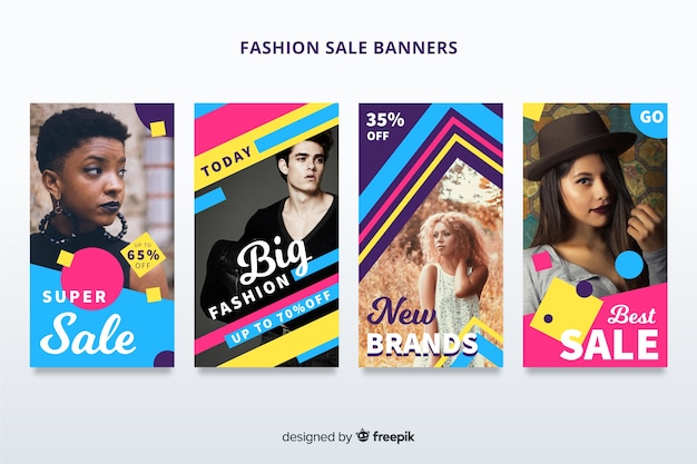 Vector gratuito banners de venta de ropa