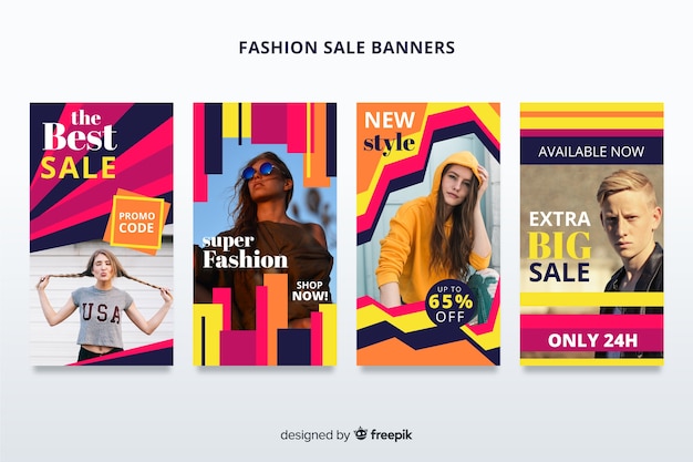 Vector gratuito banners de venta de ropa