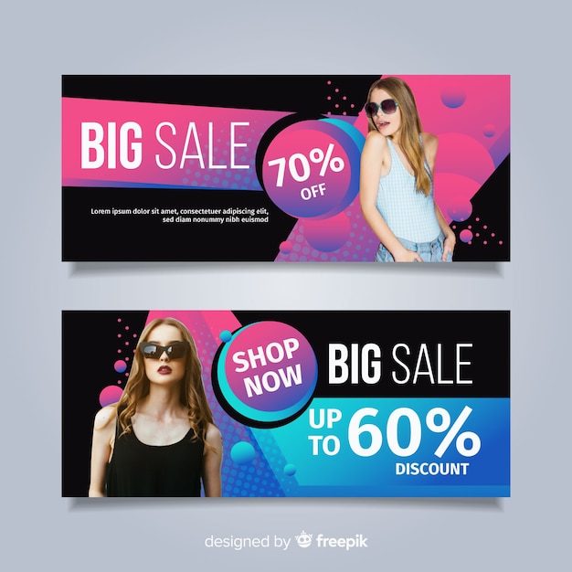 Vector gratuito banners de venta de ropa