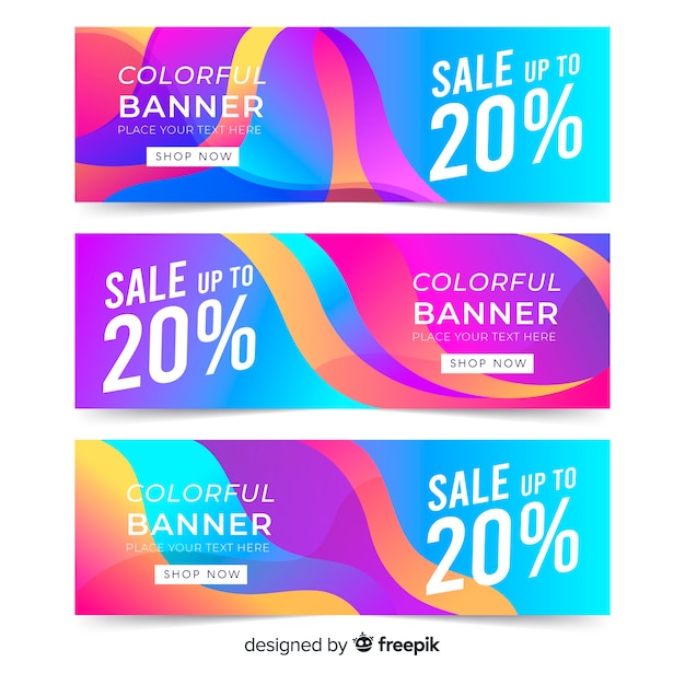 Banners de ventas coloridos abstractos creativos