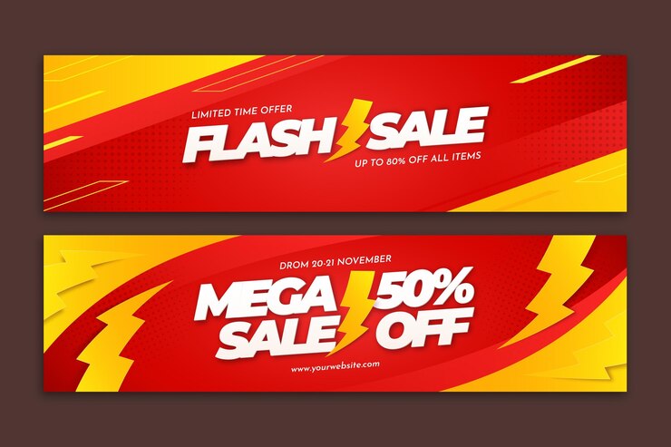 Vector gratuito banners de ventas creativos con detalles abstractos.