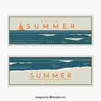 Vector gratuito banners veraniegos vintage con barco